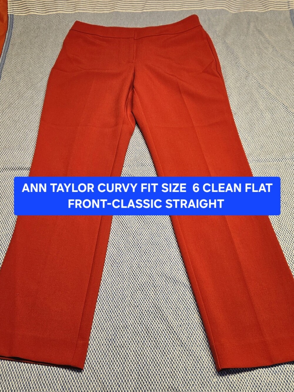 Ann Taylor Curvy Fit Straight Trousers Flat Clean Front Silhoutte sz6 Bright Red